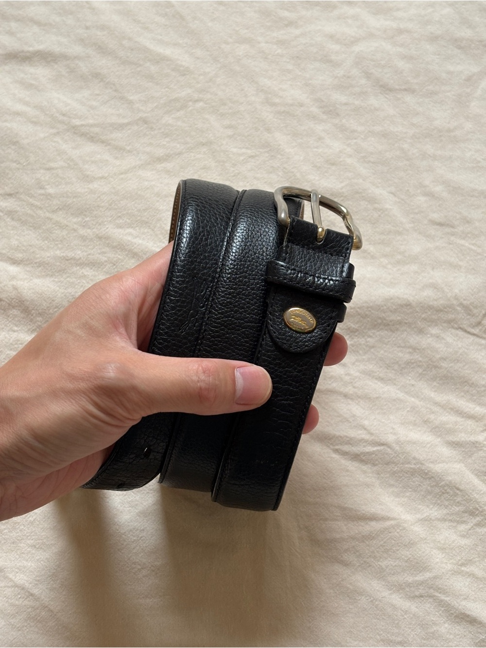 Longchamp Black Leather Dress Belt Size 38